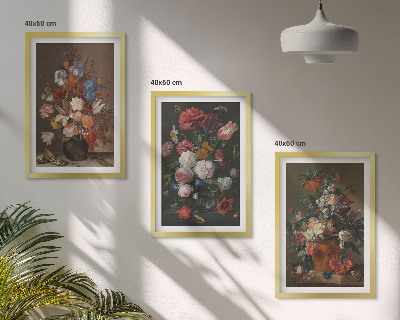 Three-piece wall art piece Flowers in vases compositions