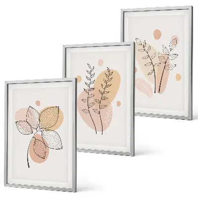 Pastel plant drawings set of 3 framed wall art pieces