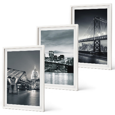 Wall art set Bridges, city architecture, gray
