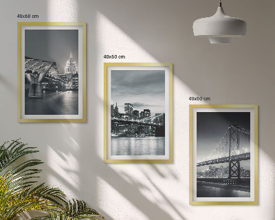 Wall art set Bridges, city architecture, gray
