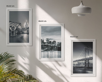 Wall art set Bridges, city architecture, gray