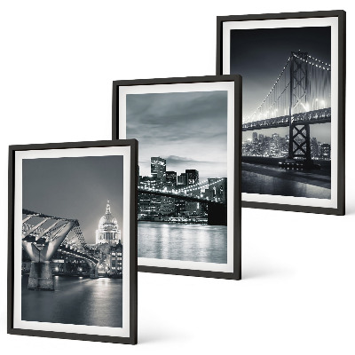 Wall art set Bridges, city architecture, gray