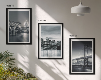 Wall art set Bridges, city architecture, gray