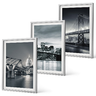 Wall art set Bridges, city architecture, gray
