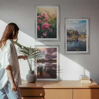 Wall art set Flowers garden mountains water