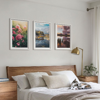 Wall art set Flowers garden mountains water