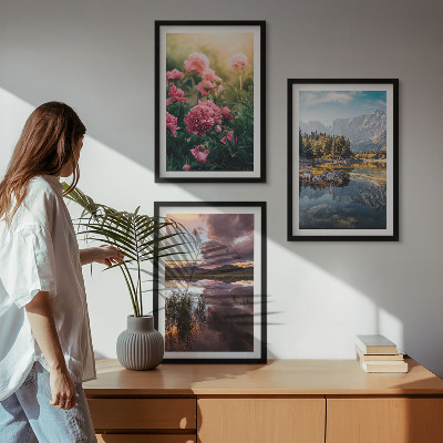 Wall art set Flowers garden mountains water