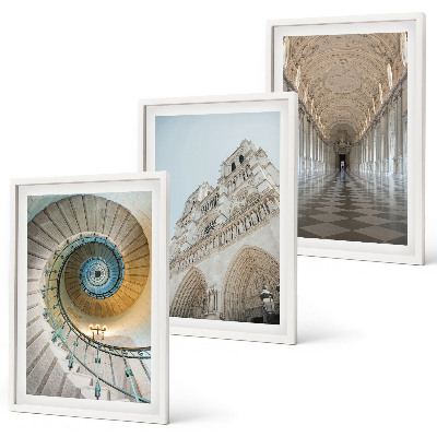 Set of 3 framed wall art pieces Spiral staircase of the cathedral facade