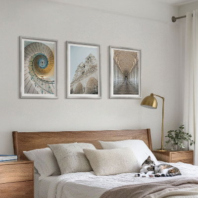 Set of 3 framed wall art pieces Spiral staircase of the cathedral facade