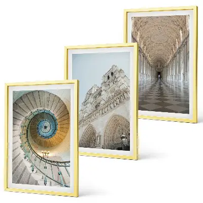Spiral staircase of the cathedral facade set of 3 framed wall art pieces