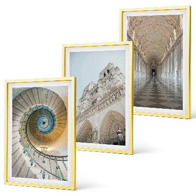Set of 3 framed wall art pieces Spiral staircase of the cathedral facade