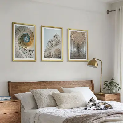 Spiral staircase of the cathedral facade set of 3 framed wall art pieces