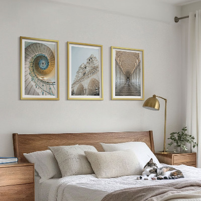Set of 3 framed wall art pieces Spiral staircase of the cathedral facade