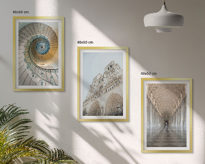 Set of 3 framed wall art pieces Spiral staircase of the cathedral facade