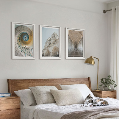 Set of 3 framed wall art pieces Spiral staircase of the cathedral facade
