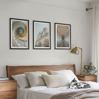 Set of 3 framed wall art pieces Spiral staircase of the cathedral facade