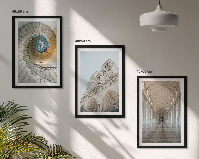 Set of 3 framed wall art pieces Spiral staircase of the cathedral facade
