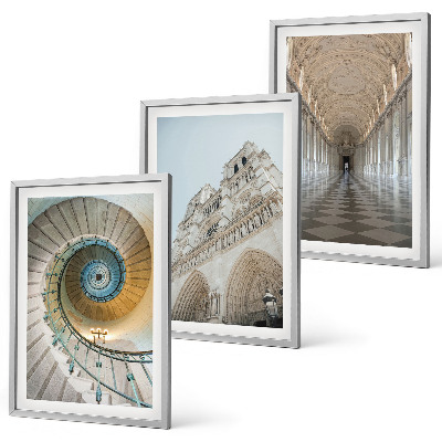 Set of 3 framed wall art pieces Spiral staircase of the cathedral facade