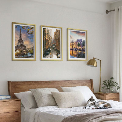 Wall art set Eiffel Tower Venice Amsterdam canals