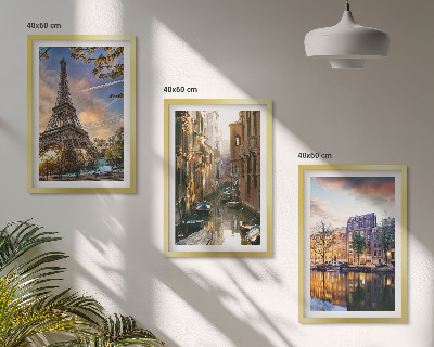 Wall art set Eiffel Tower Venice Amsterdam canals