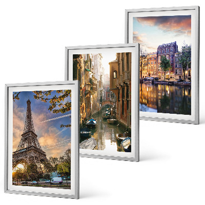 Wall art set Eiffel Tower Venice Amsterdam canals