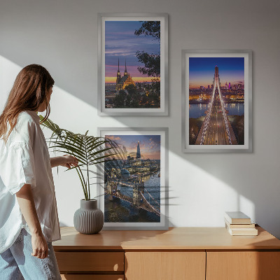 Wall art set Views of bridges and sunsets