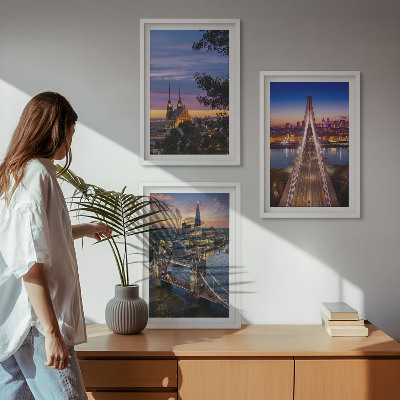 Wall art set Views of bridges and sunsets