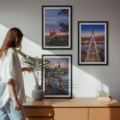 Wall art set Views of bridges and sunsets