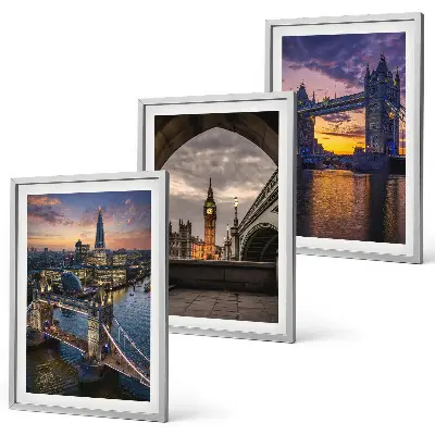 Three-piece city bridges and clock towers wall art set three-piece wall art set