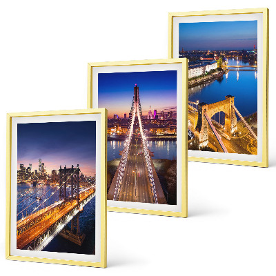 Three-piece wall art piece Cities at night bridges rivers