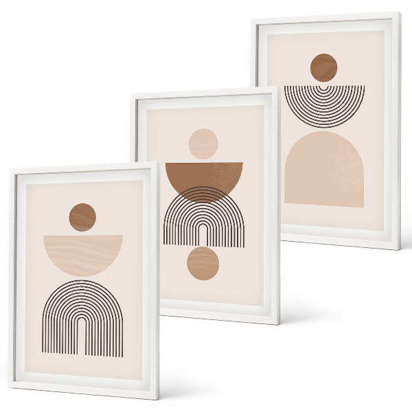 Wall art set Abstract brown shapes