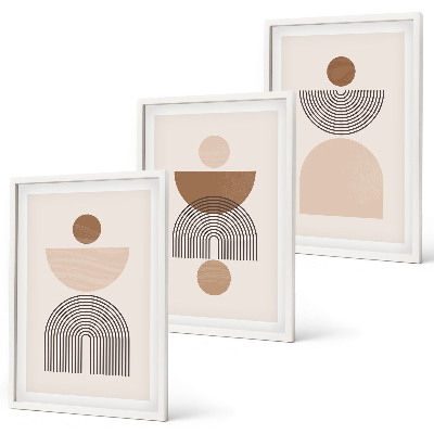 Wall art set Abstract brown shapes