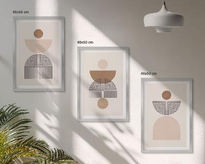 Wall art set Abstract brown shapes