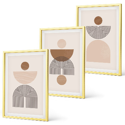 Wall art set Abstract brown shapes