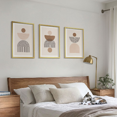 Wall art set Abstract brown shapes