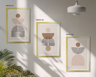 Wall art set Abstract brown shapes