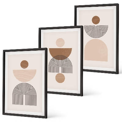 Wall art set Abstract brown shapes