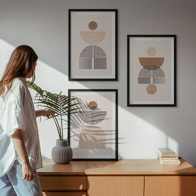 Wall art set Abstract brown shapes