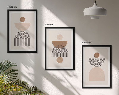 Wall art set Abstract brown shapes