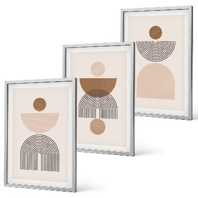 Wall art set Abstract brown shapes