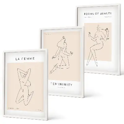 Three-piece minimalist women's silhouettes wall art poster set