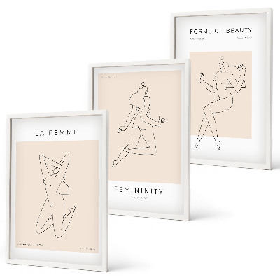 Three-piece wall art piece Women's silhouettes minimalism poster