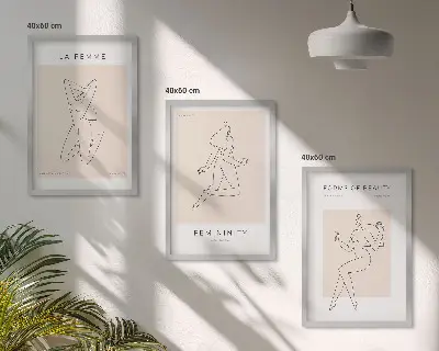 Three-piece minimalist women's silhouettes wall art poster set