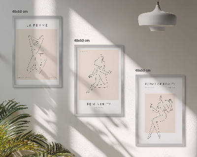 Three-piece wall art piece Women's silhouettes minimalism poster