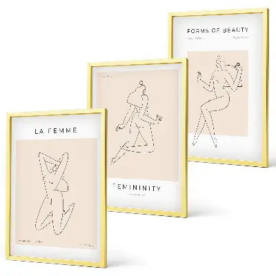Three-piece minimalist women's silhouettes wall art poster set
