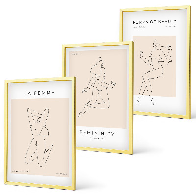 Three-piece wall art piece Women's silhouettes minimalism poster