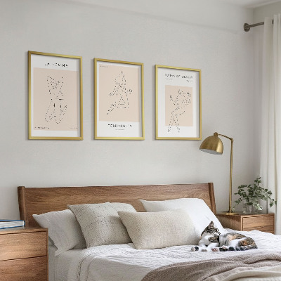 Three-piece wall art piece Women's silhouettes minimalism poster