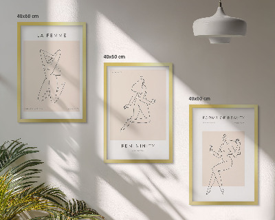 Three-piece wall art piece Women's silhouettes minimalism poster