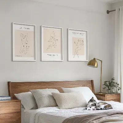 Three-piece minimalist women's silhouettes wall art poster set