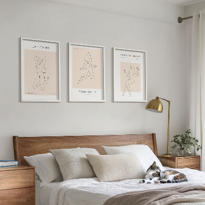 Three-piece wall art piece Women's silhouettes minimalism poster